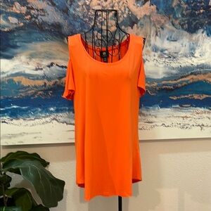 Orange cold shoulder top